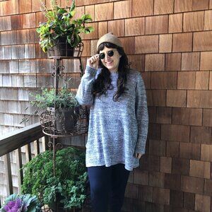 NWT Eileen Fisher Organic Linen Gray and White Sweater in Women's X-Large